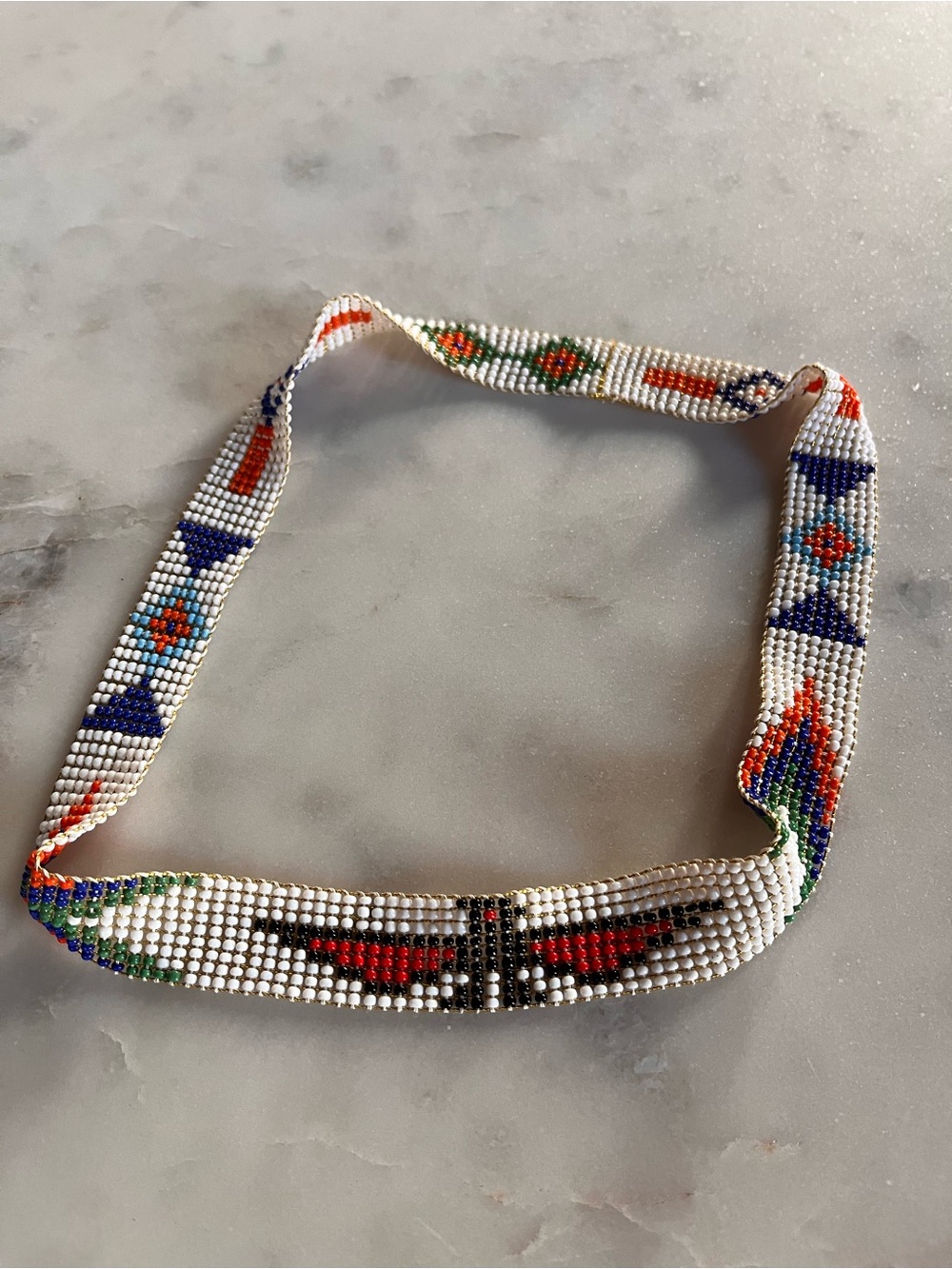 Vintage Native Southwestern Style Loom Beaded Headband / Hatband | Thunderbird G
